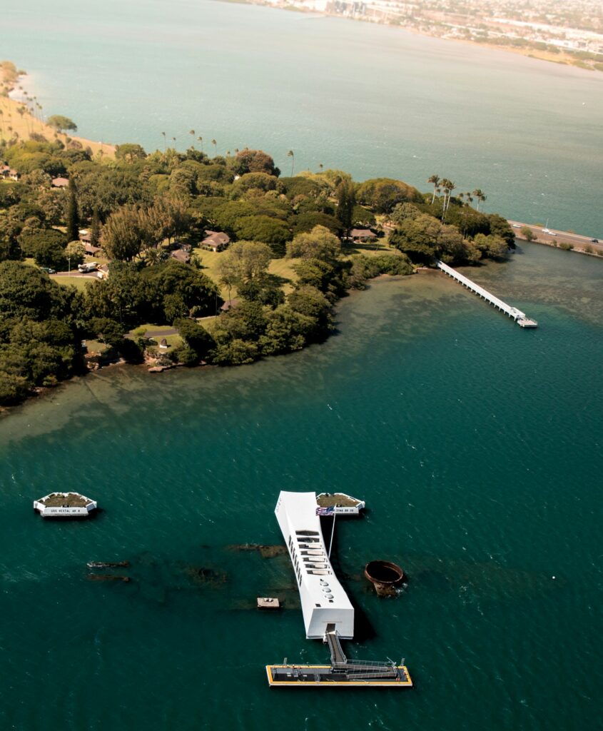 Aerial view of Pearl Harbor