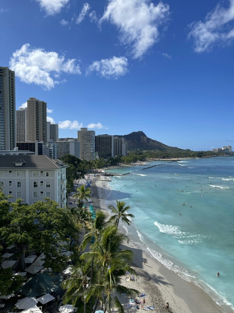 Beach and buildings near Diamond Head