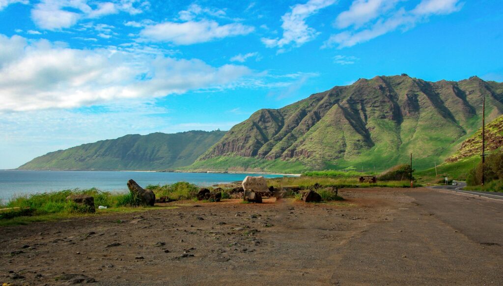 Dry leeward hills above the ocean