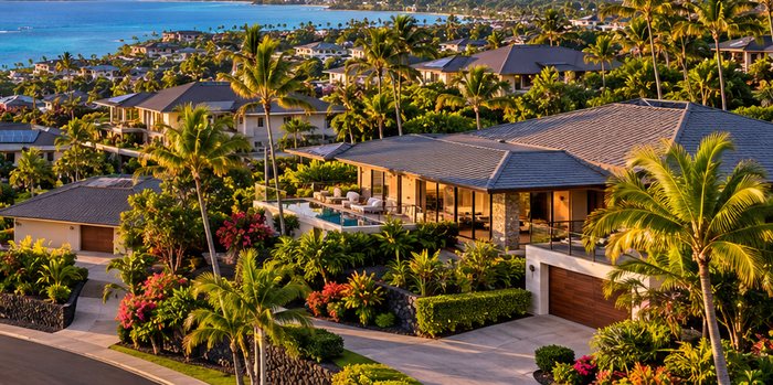 Hillside homes beneath the Koolau range